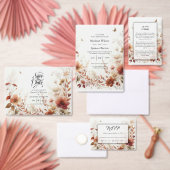 Cartons Réponse Boho Marron avec Papillons Fleurs de Mariage (Personnalisez la collection de ce créateur indépendant.)
