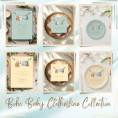 Invitation Boho clothesline garçon pastel watercolor baby sho