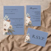 Invitation Boho Dusty Blue Floral Mariage (Personnalisez la collection de ce créateur indépendant. )