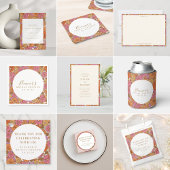 Boho Script Ochre Roze Bloem Bruidsfeest Aangepast Vierkante Sticker