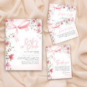 Invitation Boho Floral Bébé en fleurs Merci