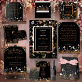 Invitation En Aluminium Boho Floral Black Butterfly Garden Mariage