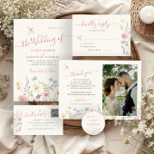 Menu Boho aquarelle printemps été fleuri mariage