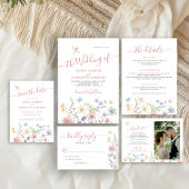 Invitation Boho fleur sauvage qr code photo mariage