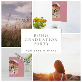 Invitation En Aluminium Photo Moderne Mauve Boho Chic Graduation