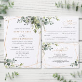 Invitation Rustique Aquarelle Verdure Répétition Or Dîner (Personnalisez la collection de ce créateur indépendant.)