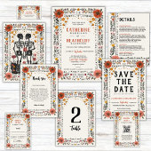 Invitation Boho Letterpress Skeleton save the date 