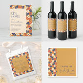 Serviette En Papier Fête des mariées Botanique Bleue de moutarde rusti