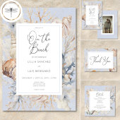 Carte De Remerciements Boho Ocean Dusty Blue Sur la plage Mariage