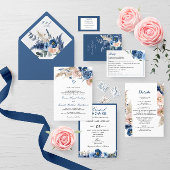Carte Boho pastel bleu & bleu Mariage "Merci"