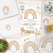 Assiettes En Carton Boho Rainbow Watercolor Baby shower