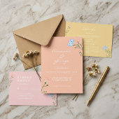 Invitation Boho Rétro Floral Groovy Classique Merci