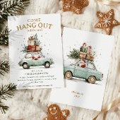 Rustic Christmas Santa Car Watercolor Cadeaulabel