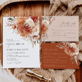 Menu Boho Terracotta Dahlia Rose Mariage élégant