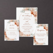 Boho Terracotta Pampas Grass Ronde Sticker (Personaliseer de collectie van deze zelfstandige maker.)