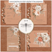 Boho Terracotta Perzik & Crème Bloemen Bruiloft Save The Date