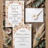 Save The Date Moderne Demi-Arch Pampas Boho Naturel