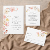 Invitation Modern Blush Floral QR Code All In One Wedding (Personnalisez la collection de ce créateur indépendant. )