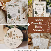 Boho Woodland Baby shower Invitation Kaart