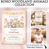 T-shirt Pour Bébé Bois Animaux Boho Nom Fille 1er anniversaire