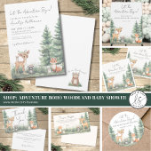 Sticker Rond Baby shower d'aventure des animaux forestiers de b