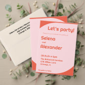 Bold Retro Helder Sinaasappel en Roze bruiloft Kaart (Personaliseer deze collectie van deze onafhankelijke maker. Test)