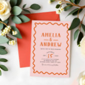 Gras simple Corail rose Faire-part de mariage