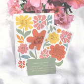 Invitation Gras Fleurs modernes Unique Illustré Douche bébé