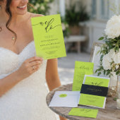 Invitation Cyber Lime & Jet Black Minimal Nous sommes fiancés