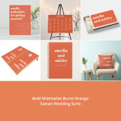 Coussin Bold Minimalist Burnt Orange Retro Custom Wedding