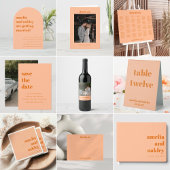 Menu Simple Peach Orange Simple Custom Wedding