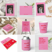 Faire-part Nous sommes engagés Moderne Bright Pink Red Couple
