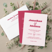 Invitations En Vélin Mariage de typographie rose chaud Bold Chic Retro (Personnalisez la collection de ce créateur indépendant. Test)