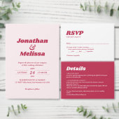 Save The Date Gras Retro Chic Viva Magenta Pink Code QR Mariage (Personnalisez la collection de ce créateur indépendant.)