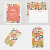 Sticker Rond Fête des mariées Boho Jaune Orange Botanique Fleur