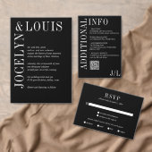 Jocelyn Black Modern Wedding Menu (Personaliseer de collectie van deze zelfstandige maker.)