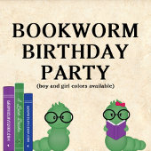 Invitation Blue Bookworm fête d'anniversaire