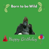Gorilla Focused Wild Birthday Art Cadeaulabel