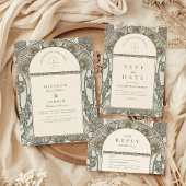 Invitation Botanique Blush Arch Art Nouveau mariage