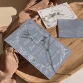 Invitation Boho Bleu Floral Poussiéreux Code QR Botanique Mar