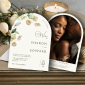 Botanische eucalyptus groen en gouden bruiloft ronde sticker