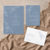 Boho Minimalist Dusty Blue Wedding Dinner Menu (Personaliseer de collectie van deze zelfstandige maker.)