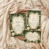 Invitation Mariage céleste vert botanique