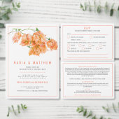 Menu Mariage d'aquarelle orange d'abricot de Bougainvil (Personnalisez la collection de ce créateur indépendant.)