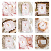 Invitation Bow rose En vichy Teddy Bear Baby shower
