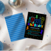 Jongens springen en stuiteren neon trampoline verj kaart