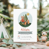 Invitation Boys Woodland Forest Camper Teddy Bear Birthday