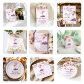 Assiettes En Carton Fête de mariage florale rose