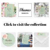 Invitation Fête des mariées rose or floral sauge vert script