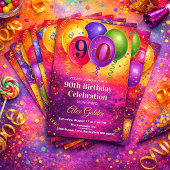 Serviette En Papier 90th Birthday Balloon Confetti Party